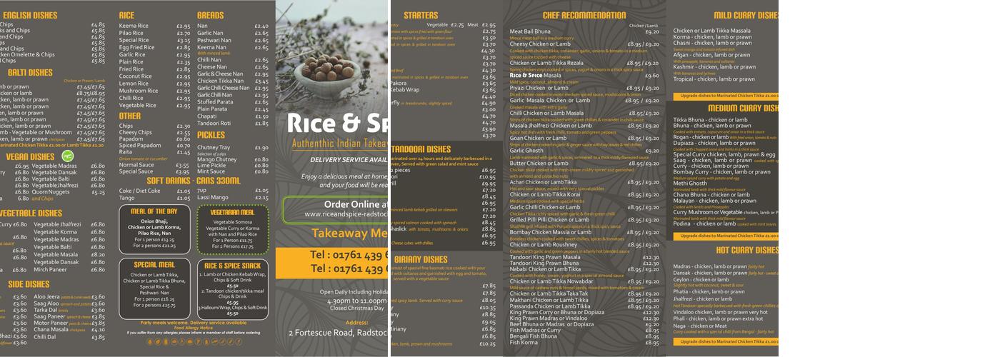 Rice & Spice Menu