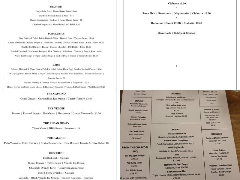 The Redan Inn Menu