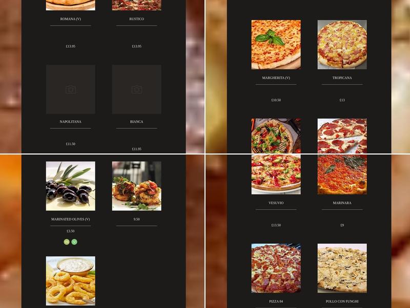 Italian Pizzeria Café 84 Menu