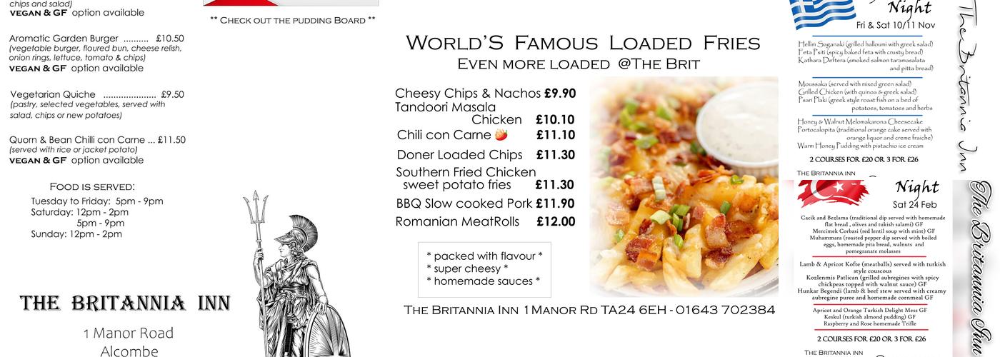 The Britannia Inn Menu