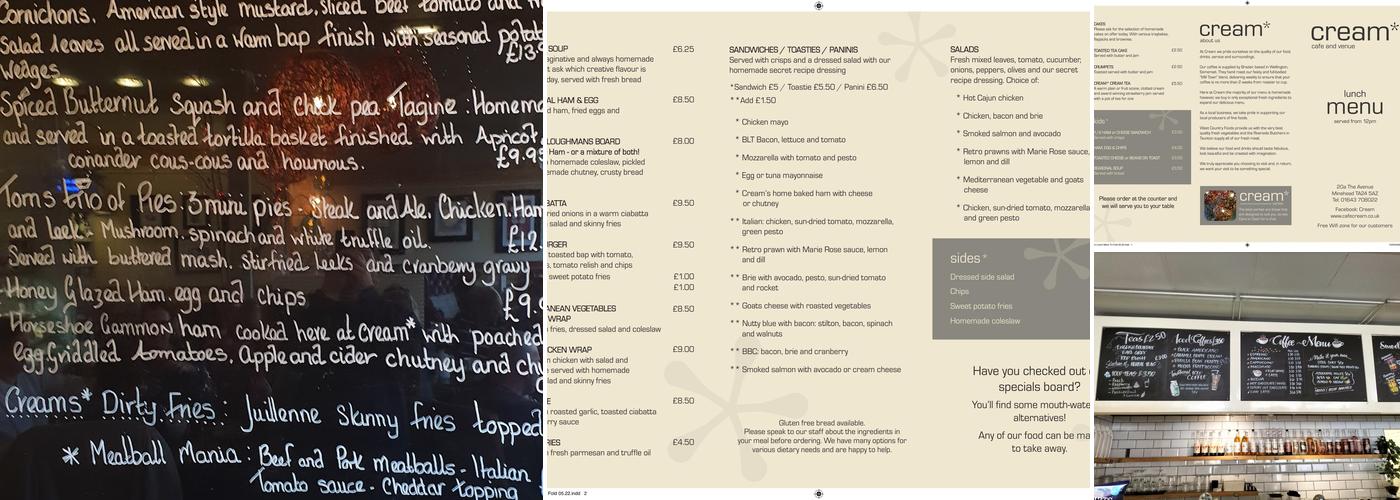Cafe Cream Menu