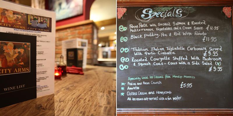 The City Arms Menu