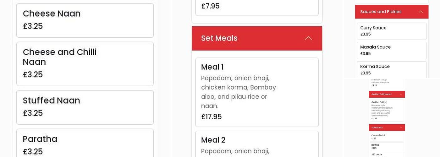 Methi Cranfield Menu