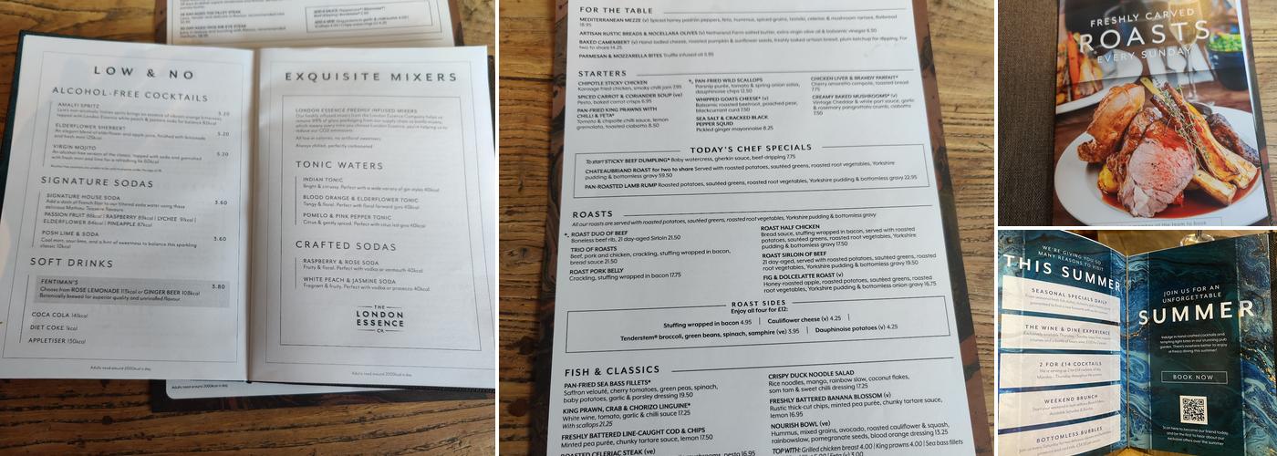 Swan Woburn Sands Menu