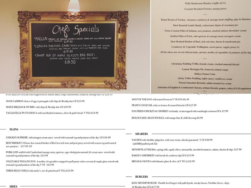 Mendip Inn Menu