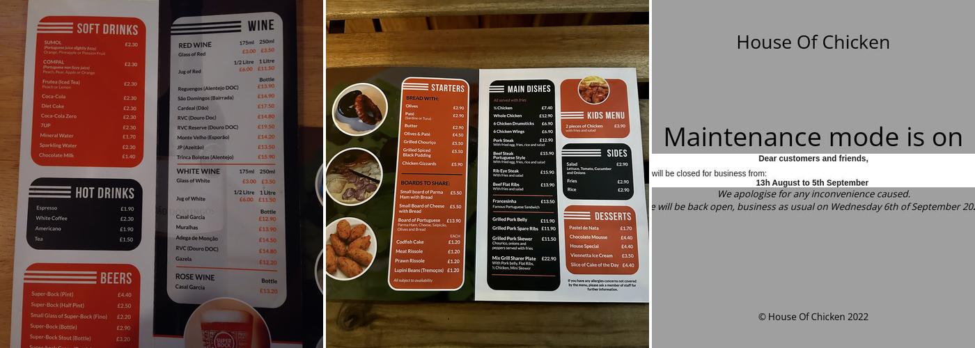 House Of Chicken Menu