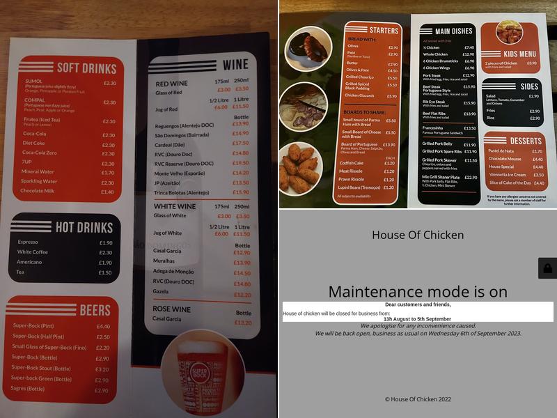 House Of Chicken Menu