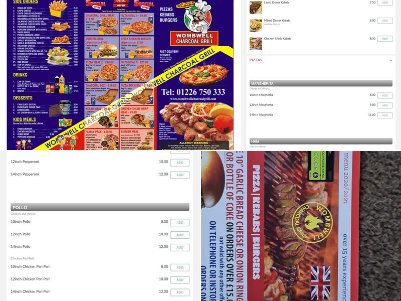 Wombwell Charcoal Grill Menu