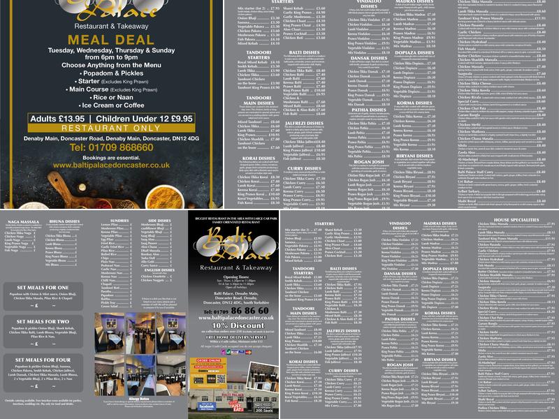 Balti Palace Denaby main Doncaster Menu