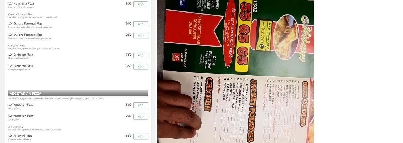 Pizzeria Milano Menu