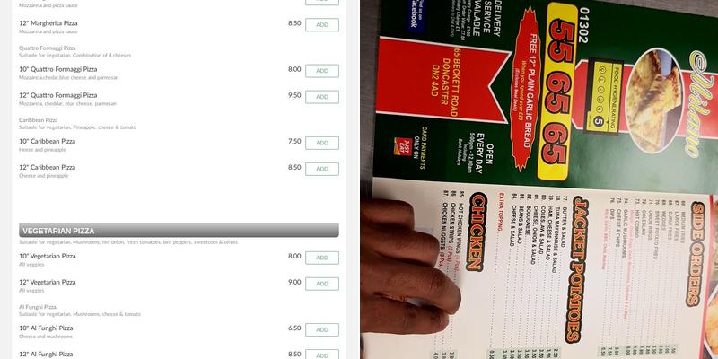 Pizzeria Milano Menu