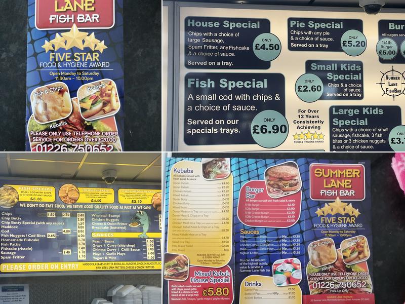 Summer Lane Fish Bar Menu