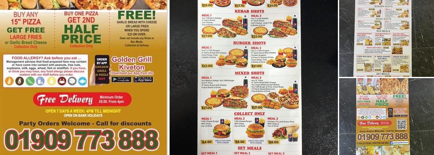 Golden Grill kiveton Menu