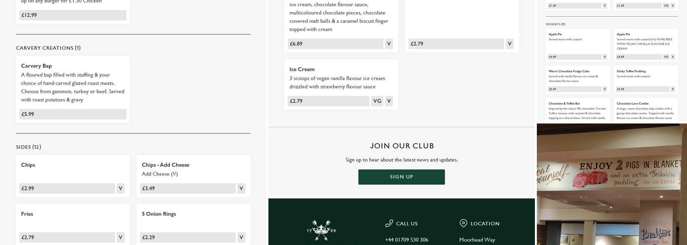 Sir Jack, Greene King Pub & Carvery Menu