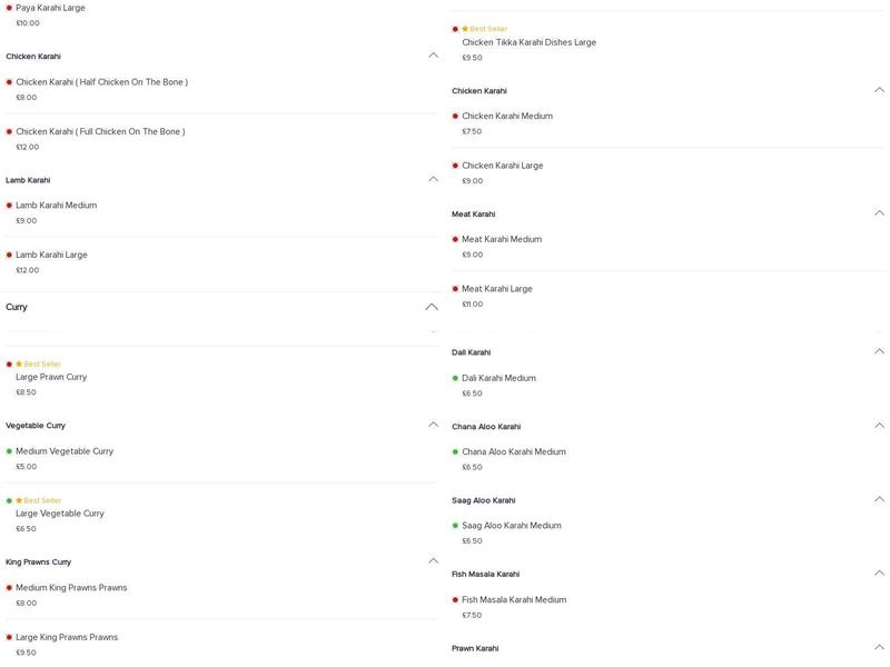 Zaika Kebab & Sweets Menu