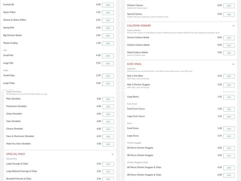 Wilkinson Road Takeaway Menu