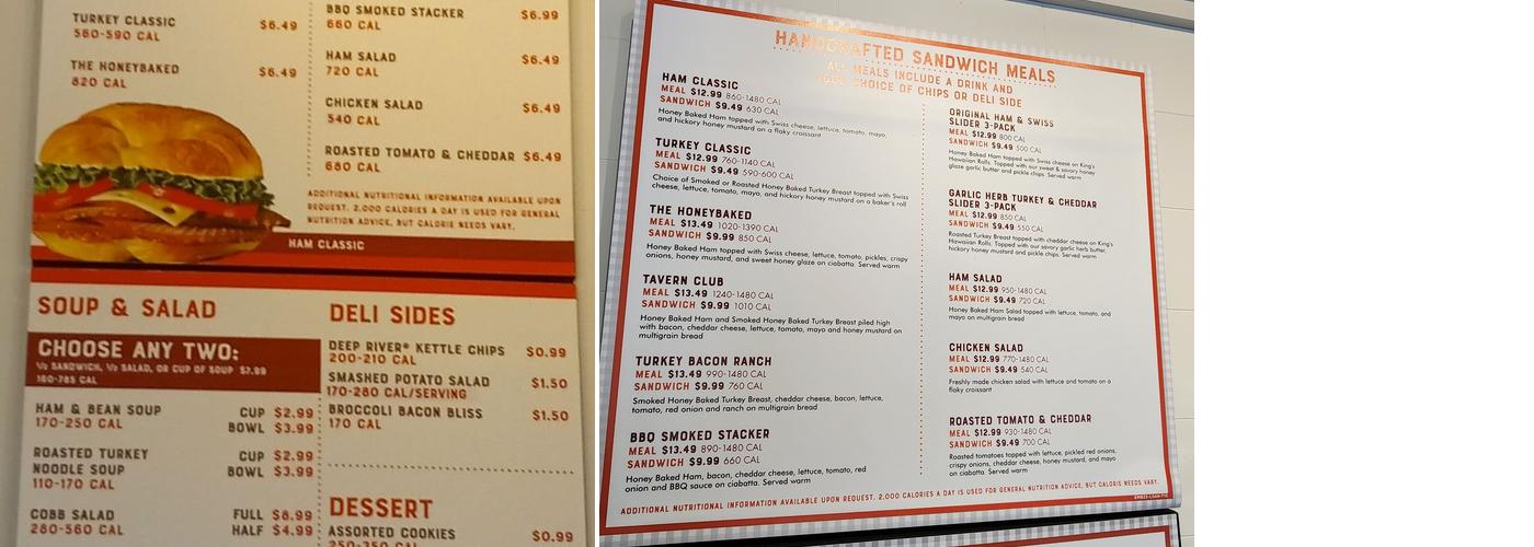 The Honey Baked Ham Company Menu
