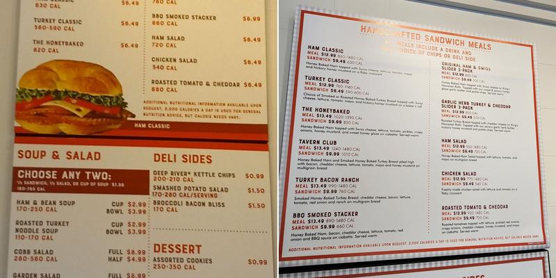 The Honey Baked Ham Company Menu