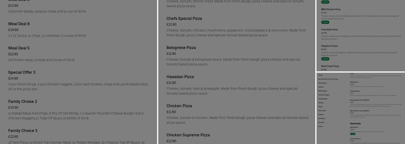 Pizza King Menu