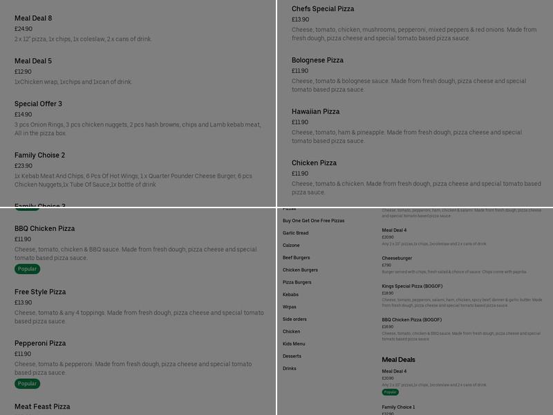 Pizza King Menu