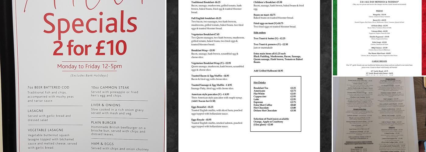 The Manor At Old Denaby Menu