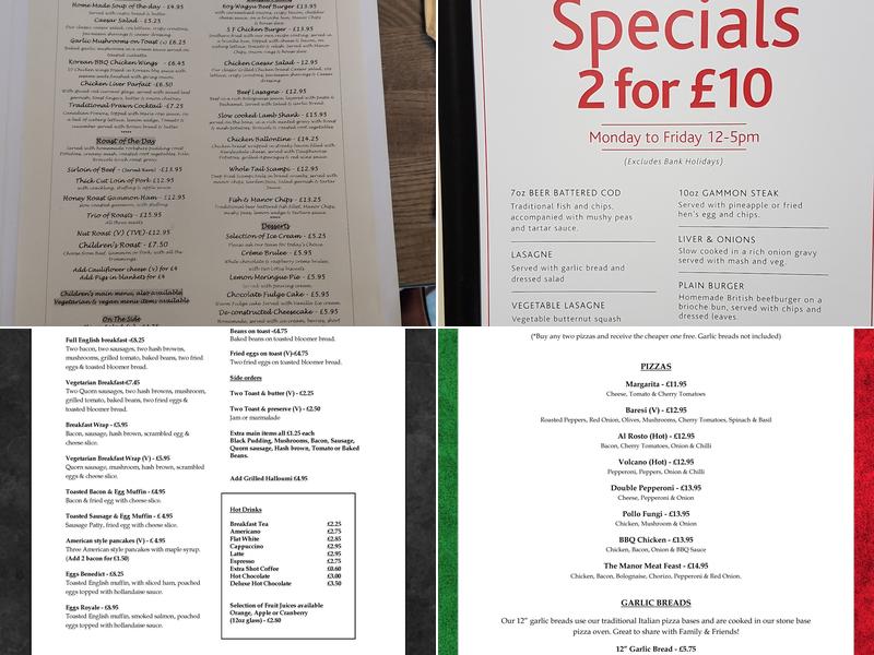 The Manor At Old Denaby Menu