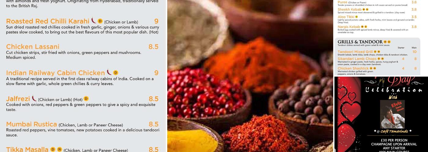 Cafe Tamarinds Menu