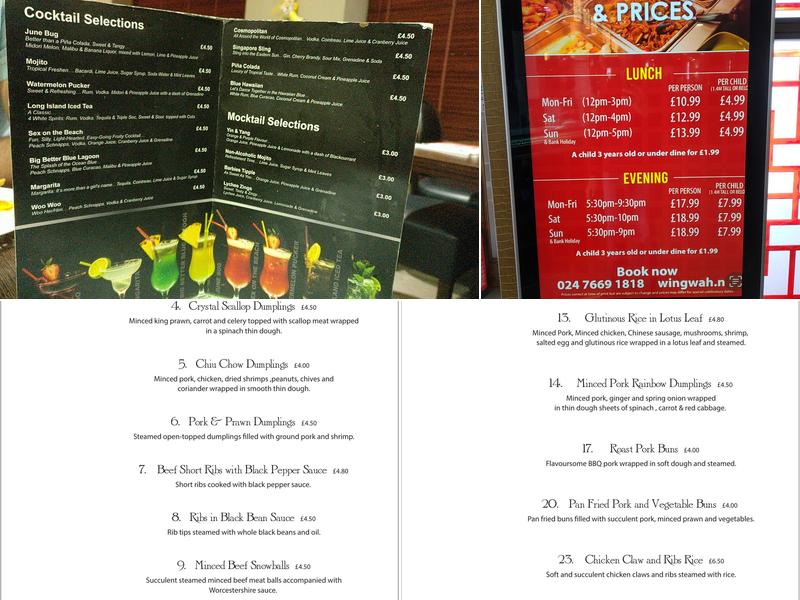Wing Wah Chinese Restaurant Menu