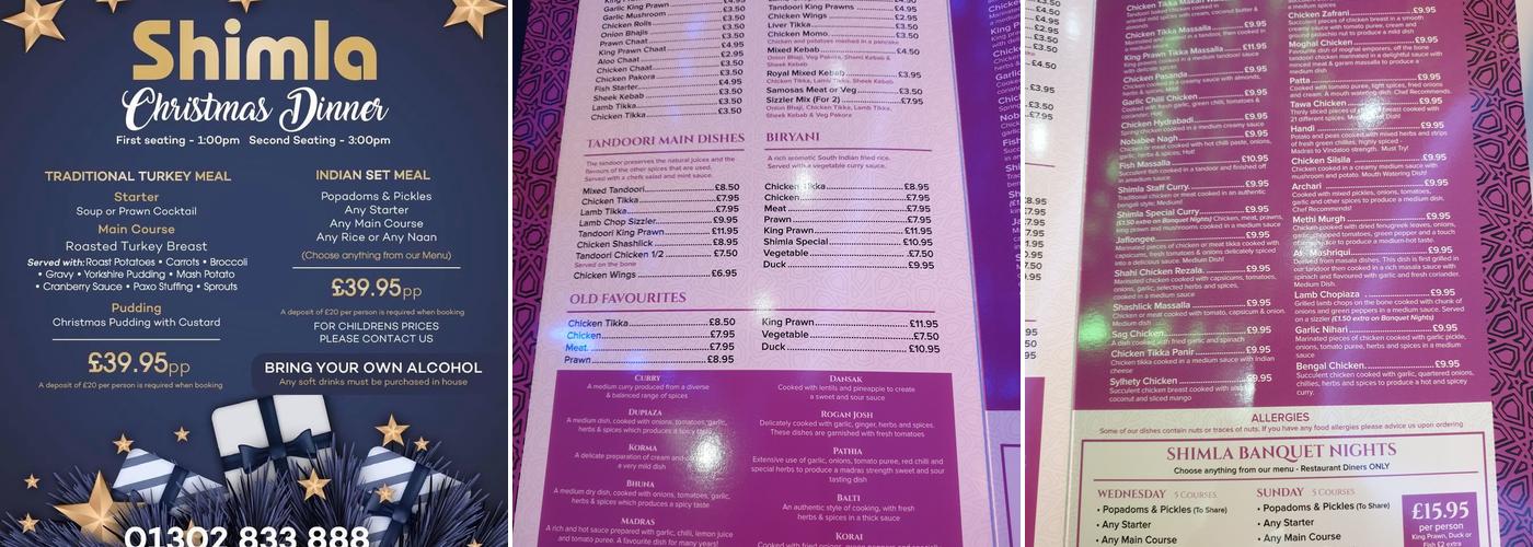 Shimla Restaurant Menu