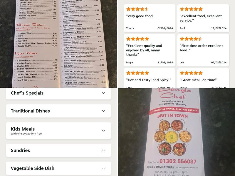 The Bangla Chef Menu