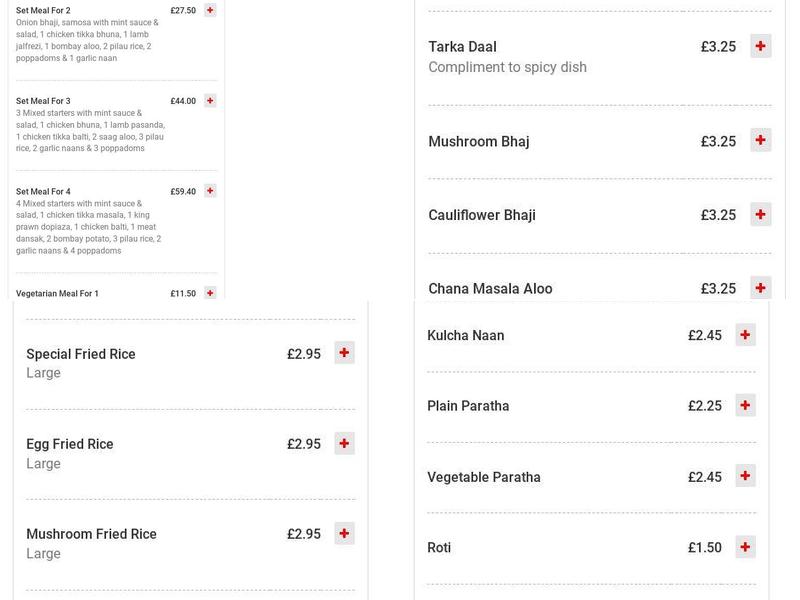 Ruchi Indian Takeaway Menu