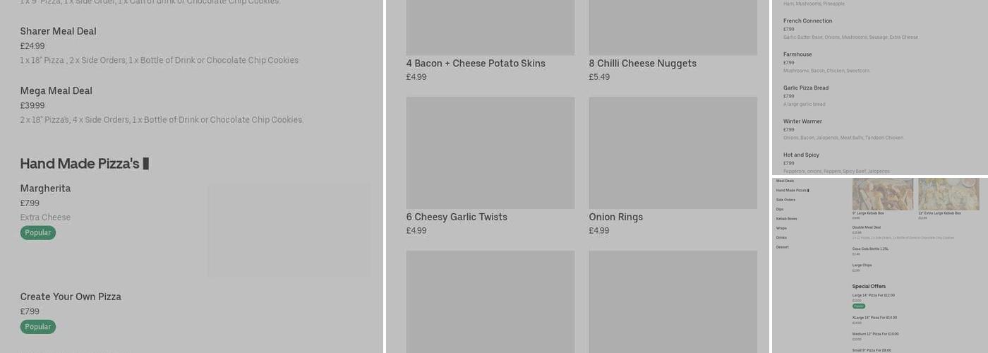 The Horndean Pizza Shop & Takeaway Menu