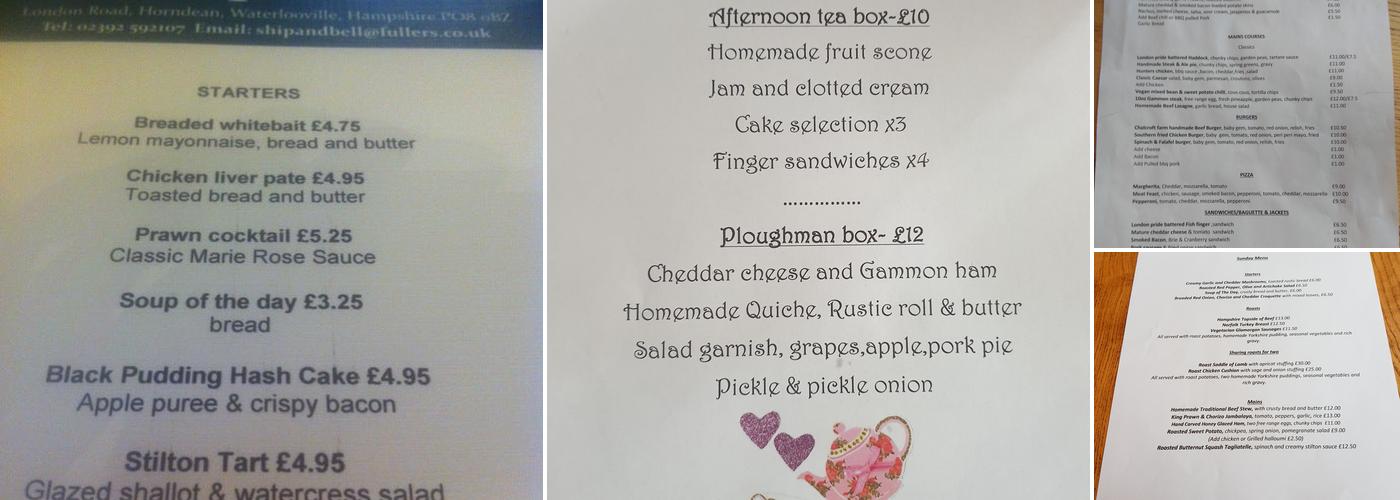 The Ship & Bell Menu