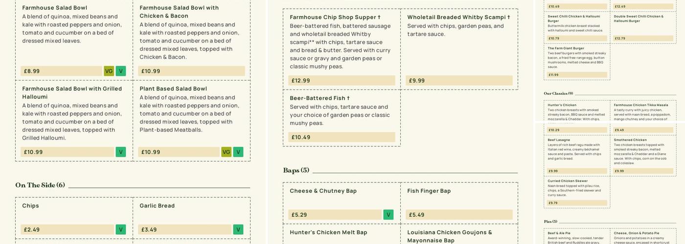 Woodfield Farm - Dining & Carvery Menu
