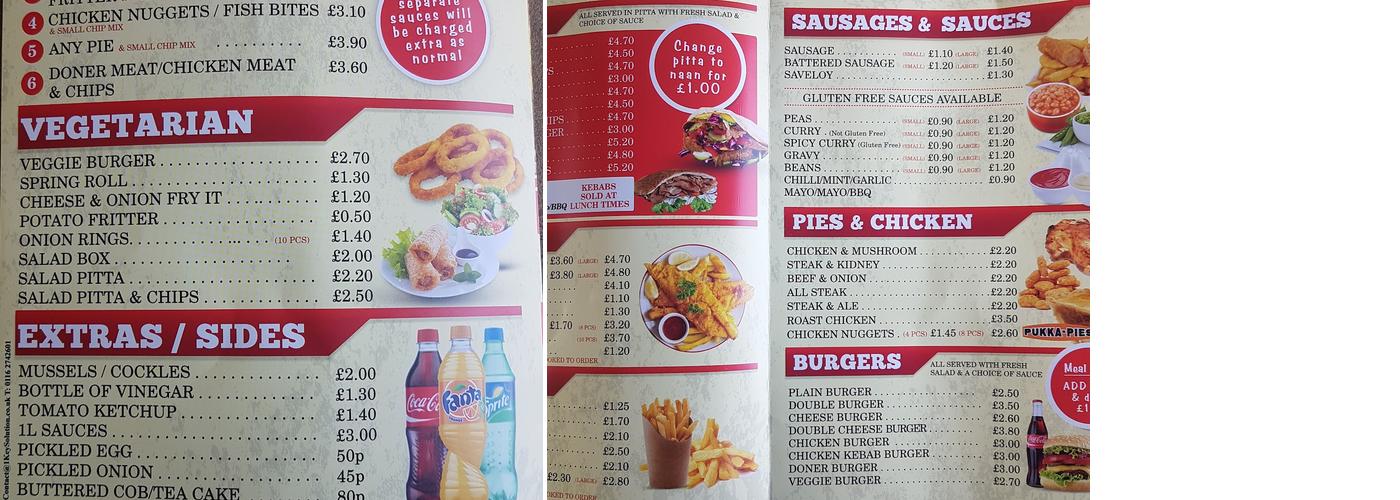 Penistone Fish & Chips Menu