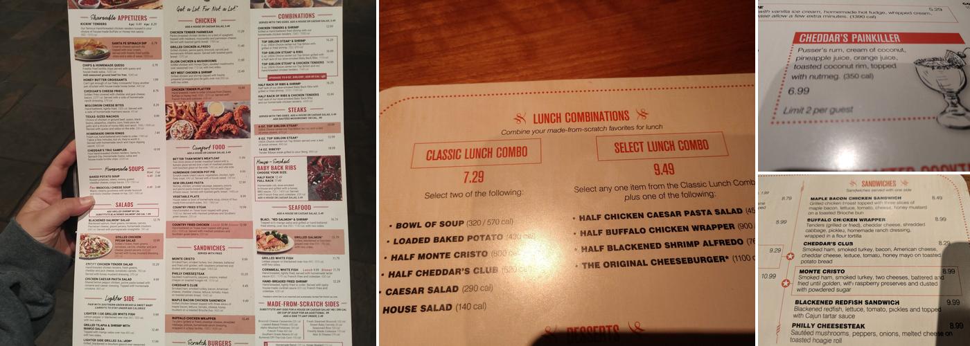 Cheddar's Scratch Kitchen Menu