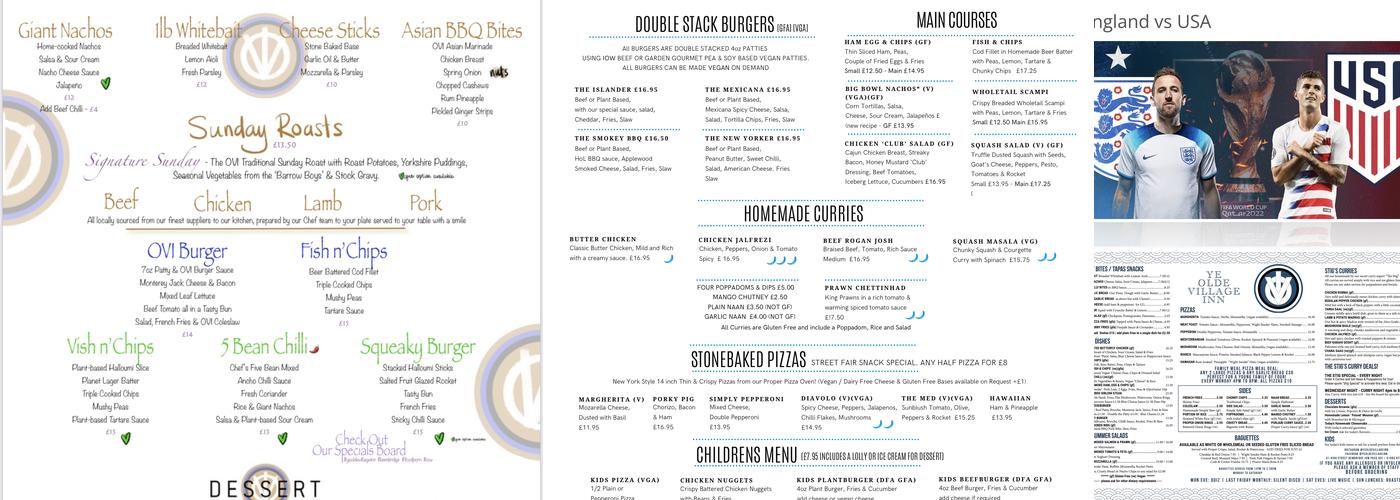 The Old Village Inn Menu