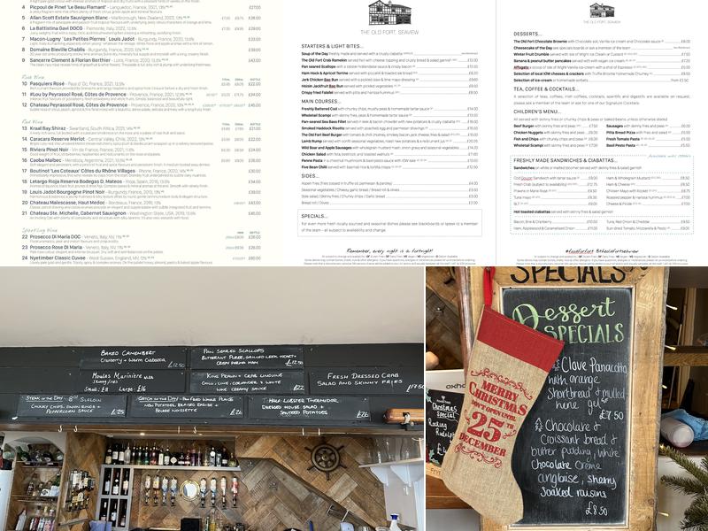 The Old Fort, Seaview Menu