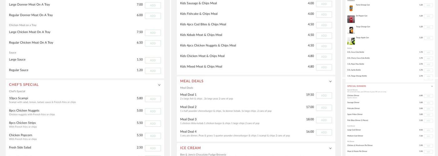 Thepan’s Original Golden Cod (Stainforth) Menu