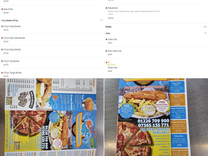 Havercroft Fish Bar Menu