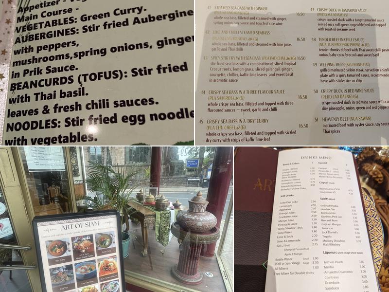 Art of Siam Thai Cuisine Menu