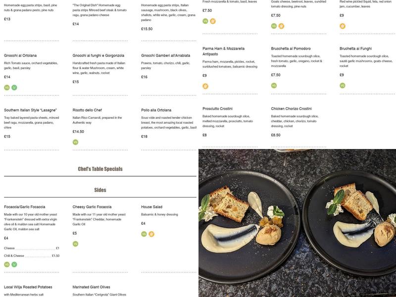 Amore Italian Restaurant & Cafe Menu