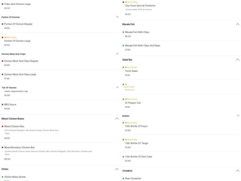 Clay Oven Fast Food Menu