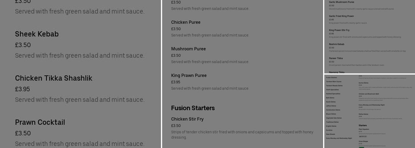 Spice Lounge Menu