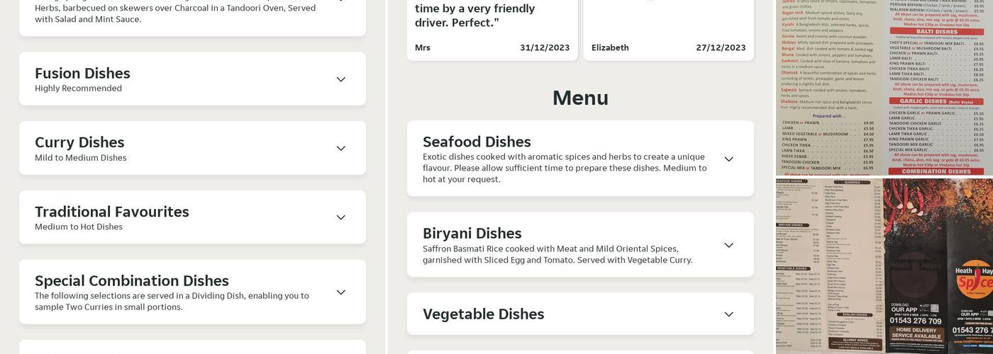 Heath Hayes Spice Menu