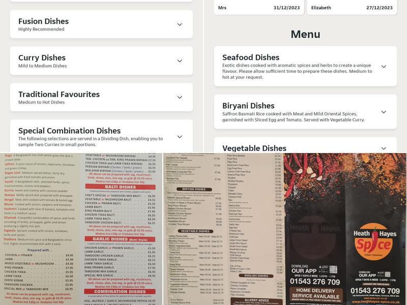 Heath Hayes Spice Menu