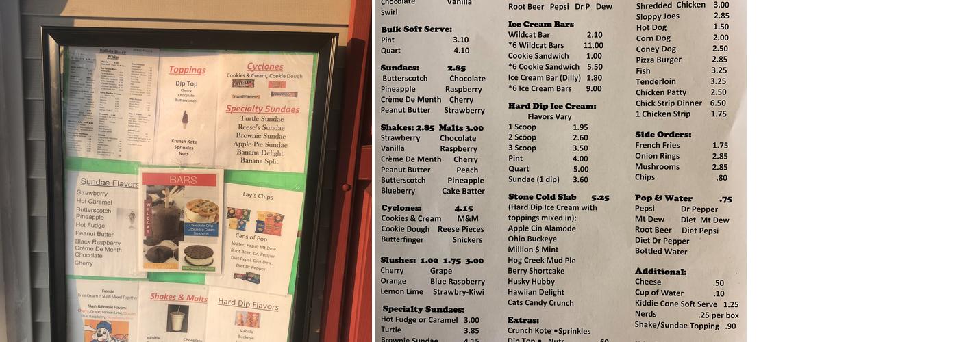 Kalida Dairy Whip Menu