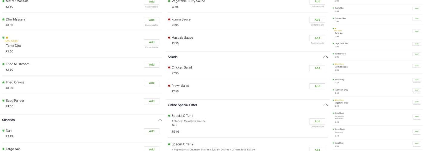 Masooms Massala Menu