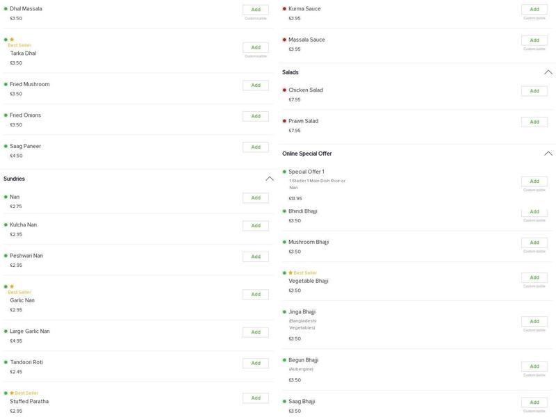 Masooms Massala Menu