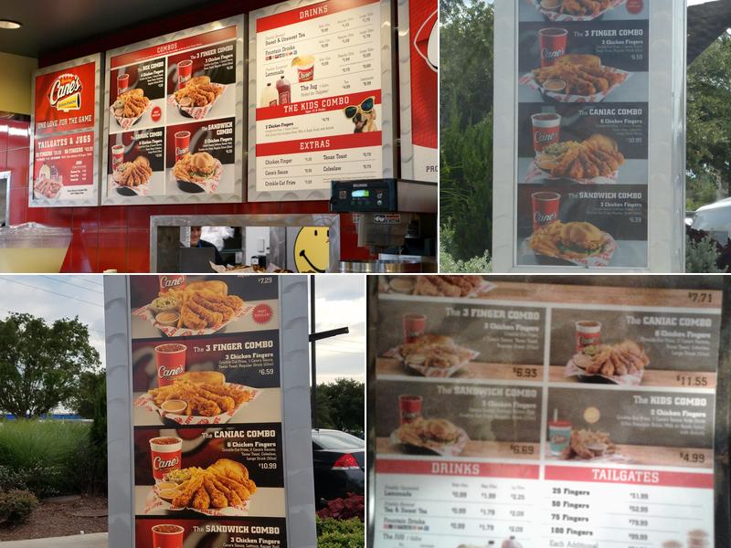 Raising Cane's Chicken Fingers Menu